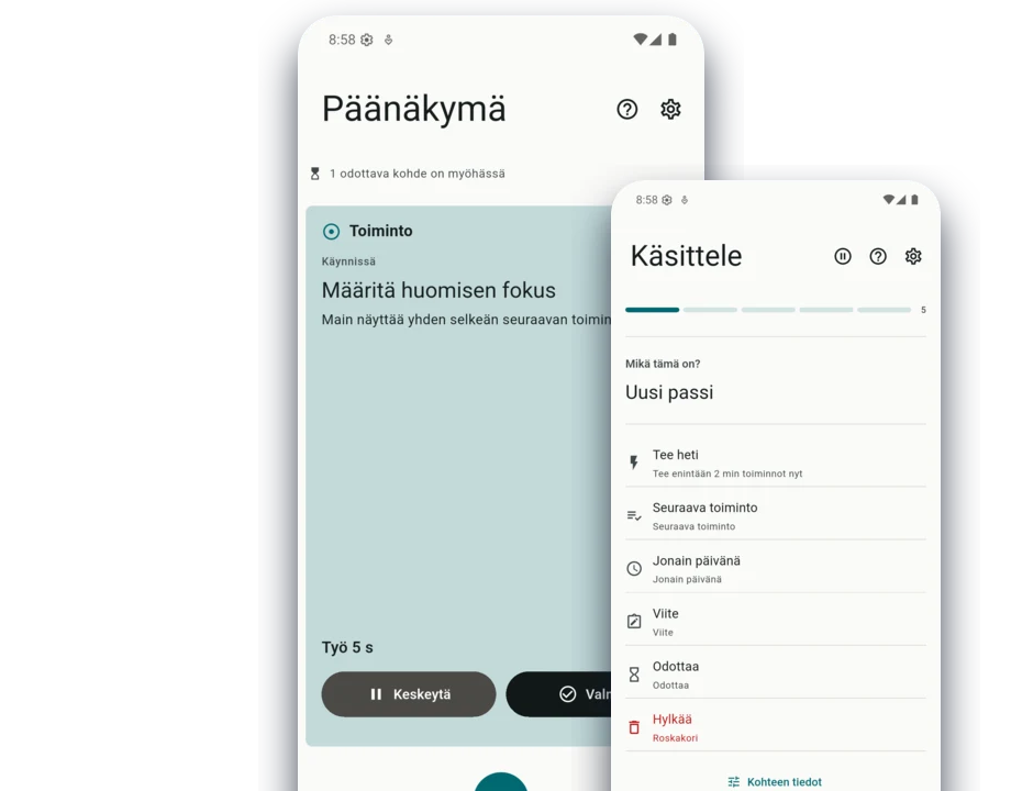 Brainize current action and process screens