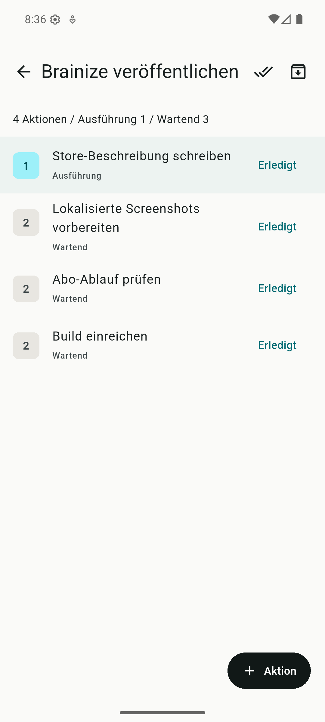 Brainize projects screenshot