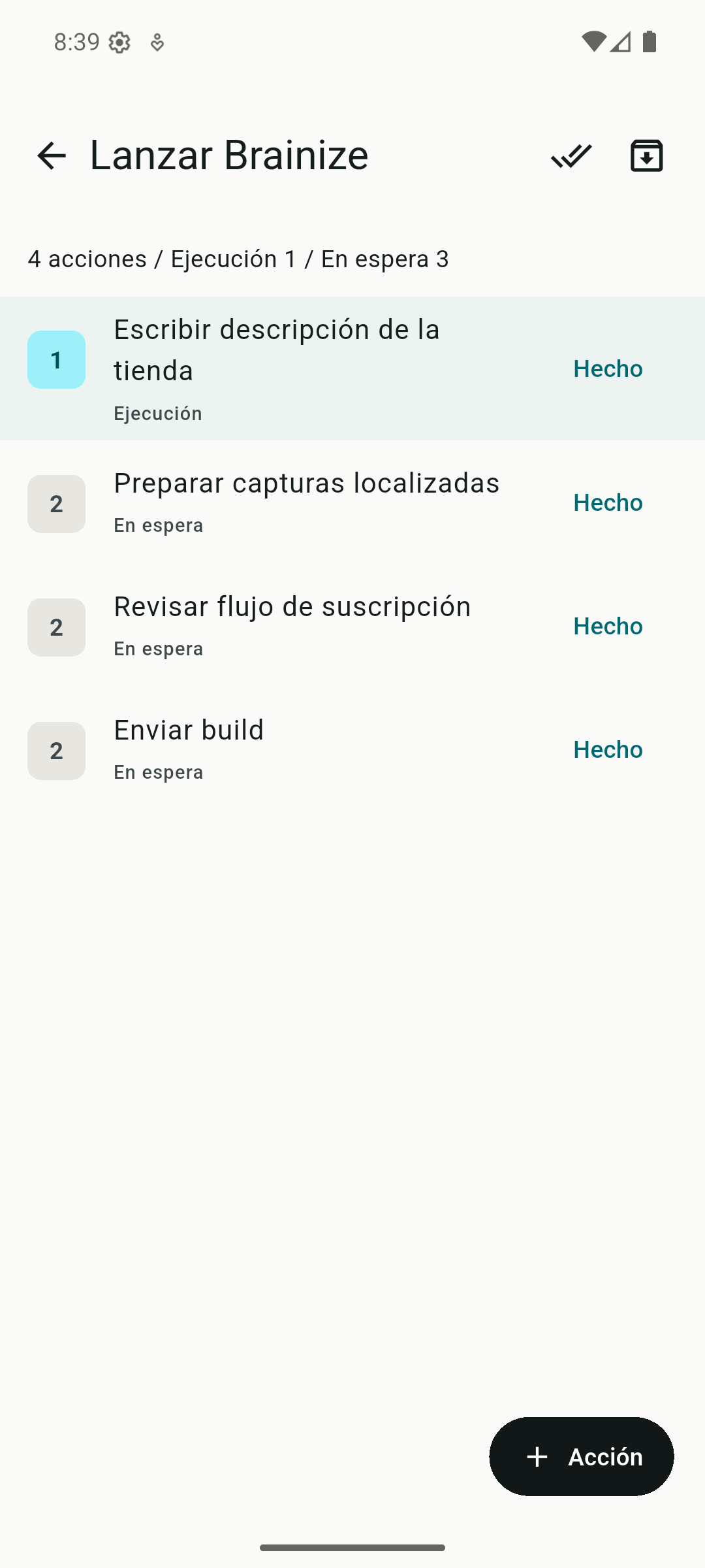 Brainize projects screenshot