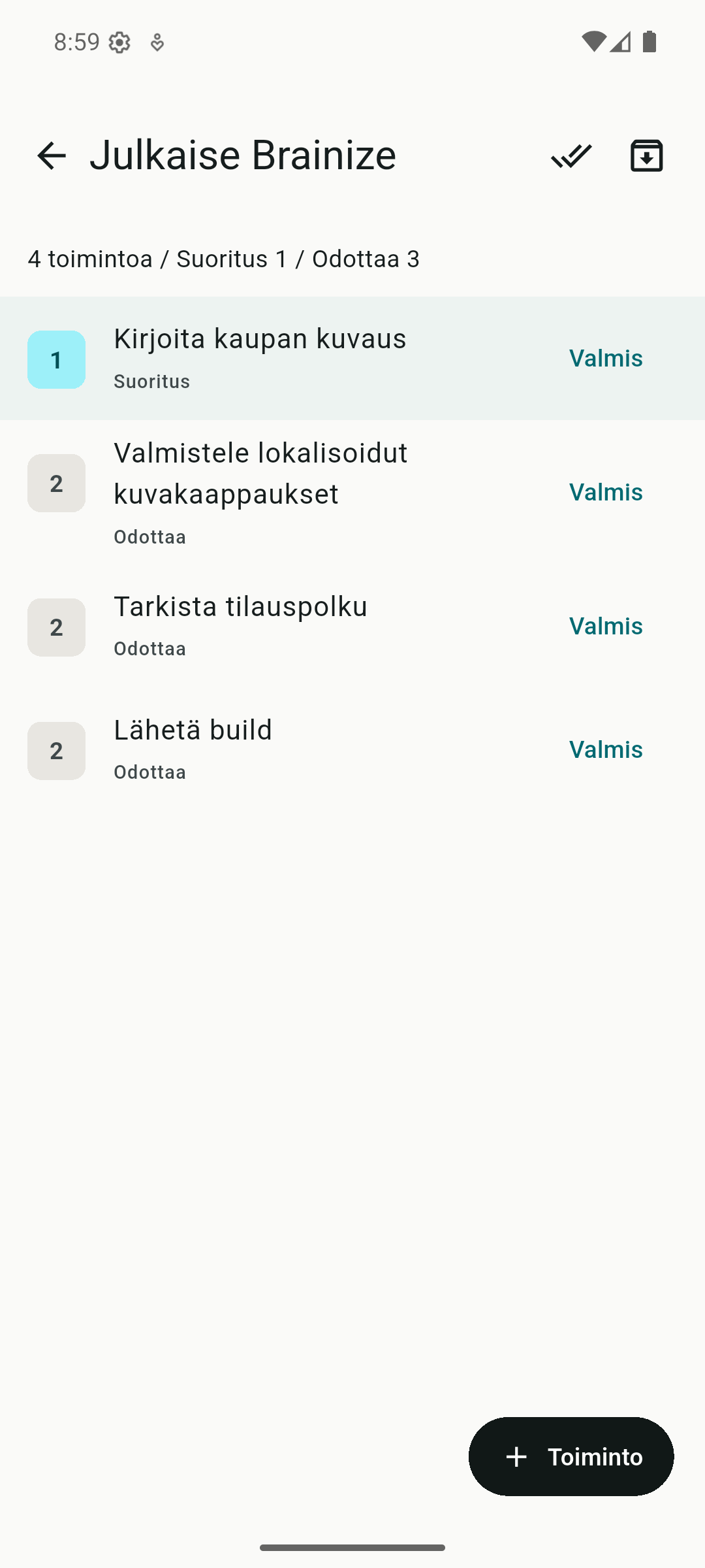 Brainize projects screenshot