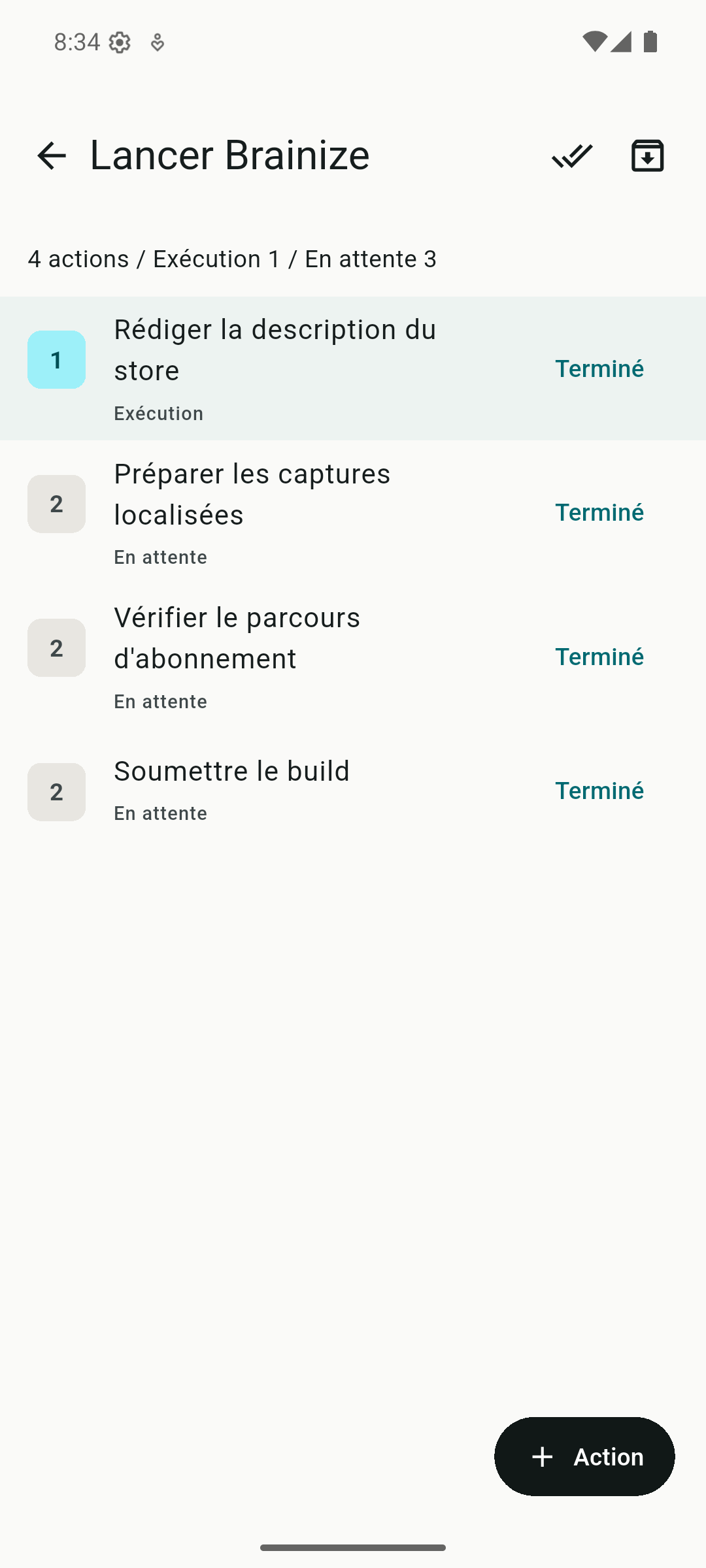 Brainize projects screenshot