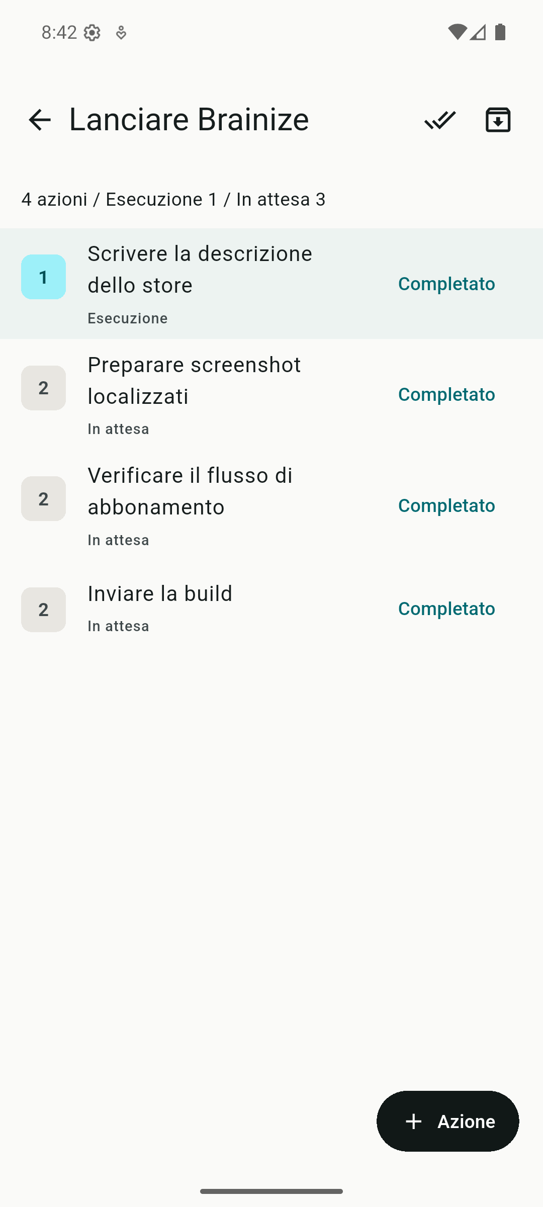 Brainize projects screenshot