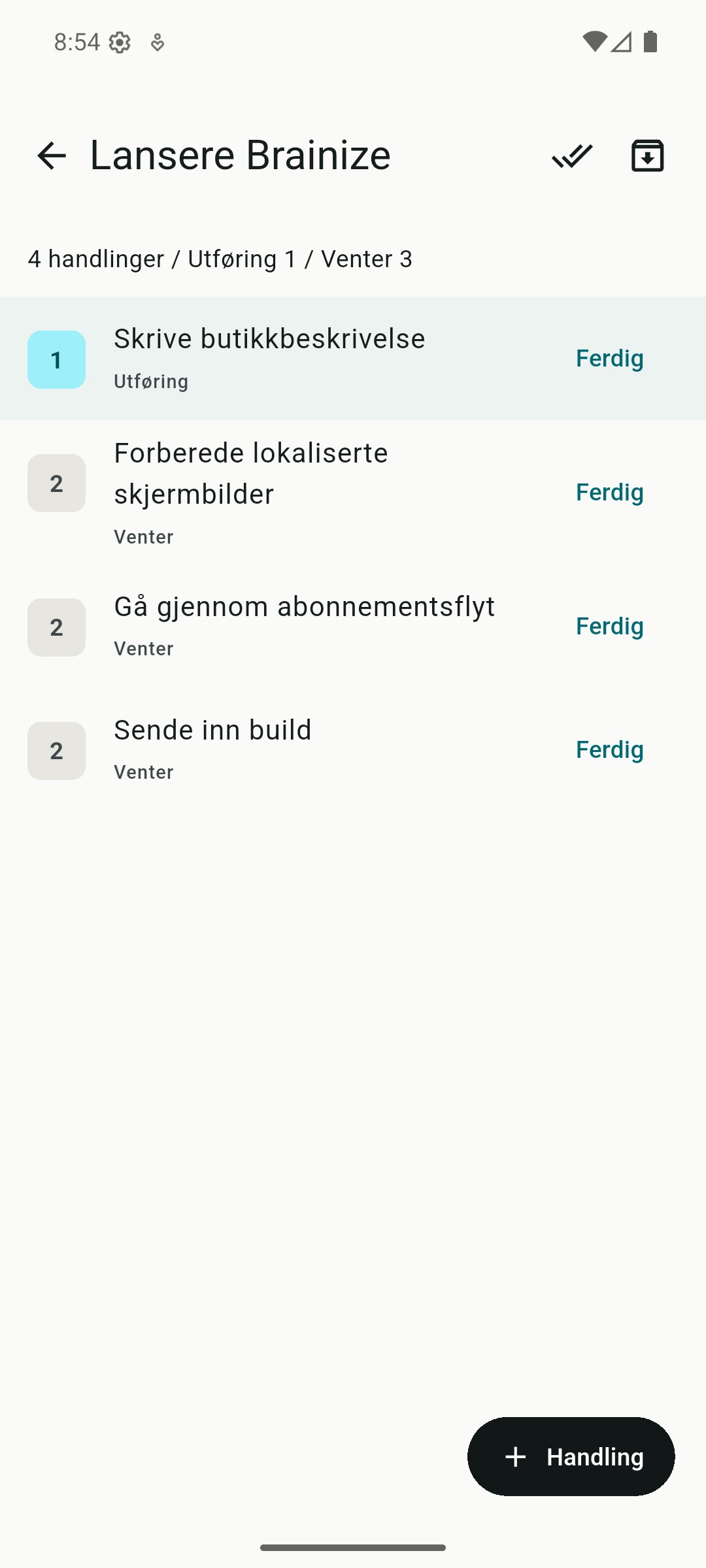 Brainize projects screenshot