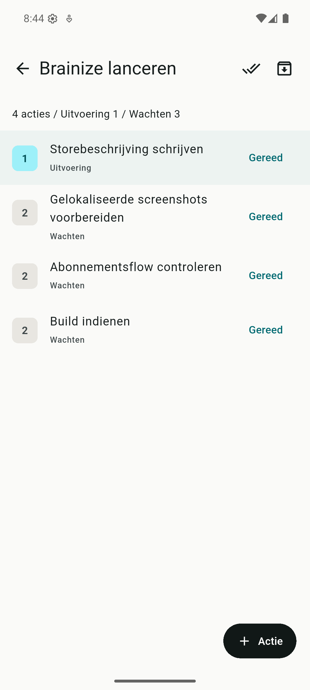 Brainize projects screenshot