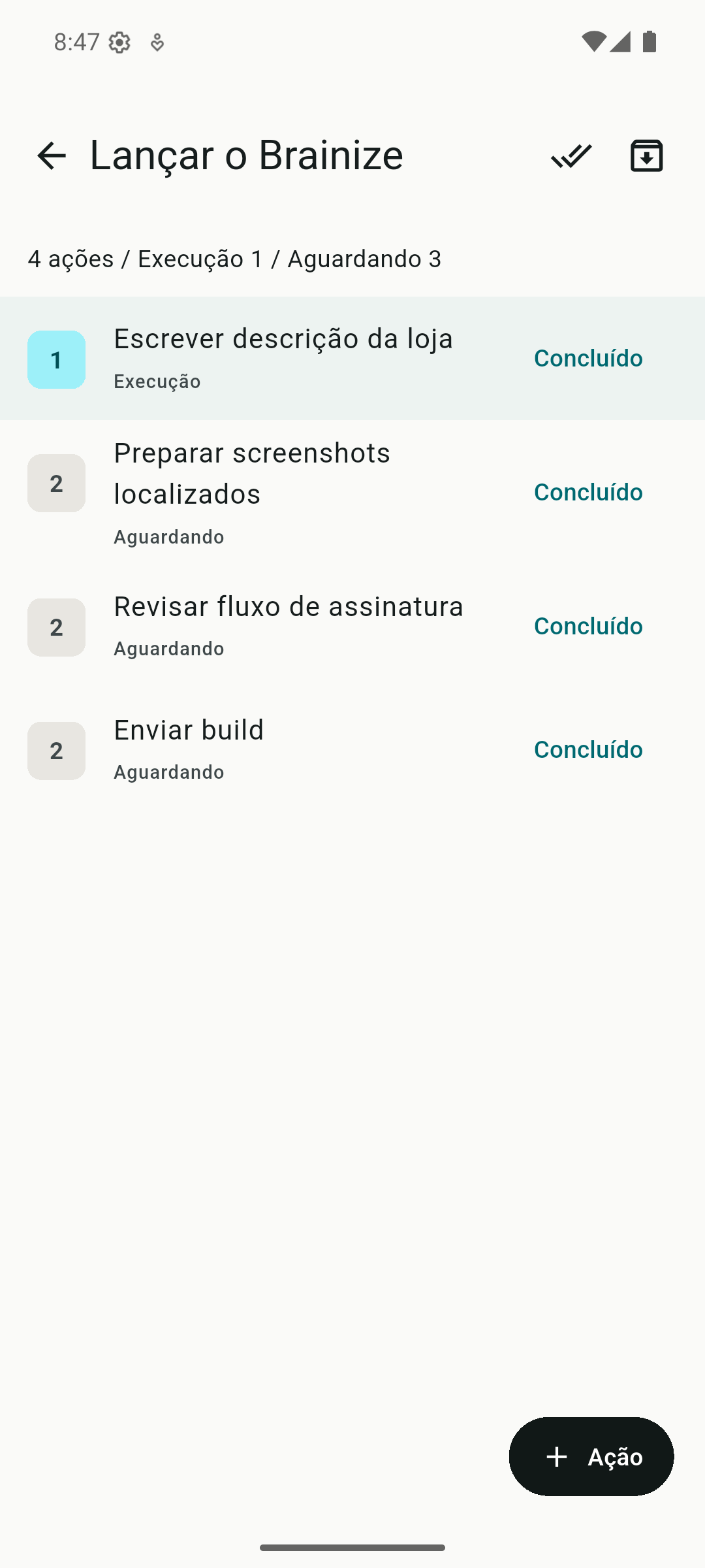 Brainize projects screenshot