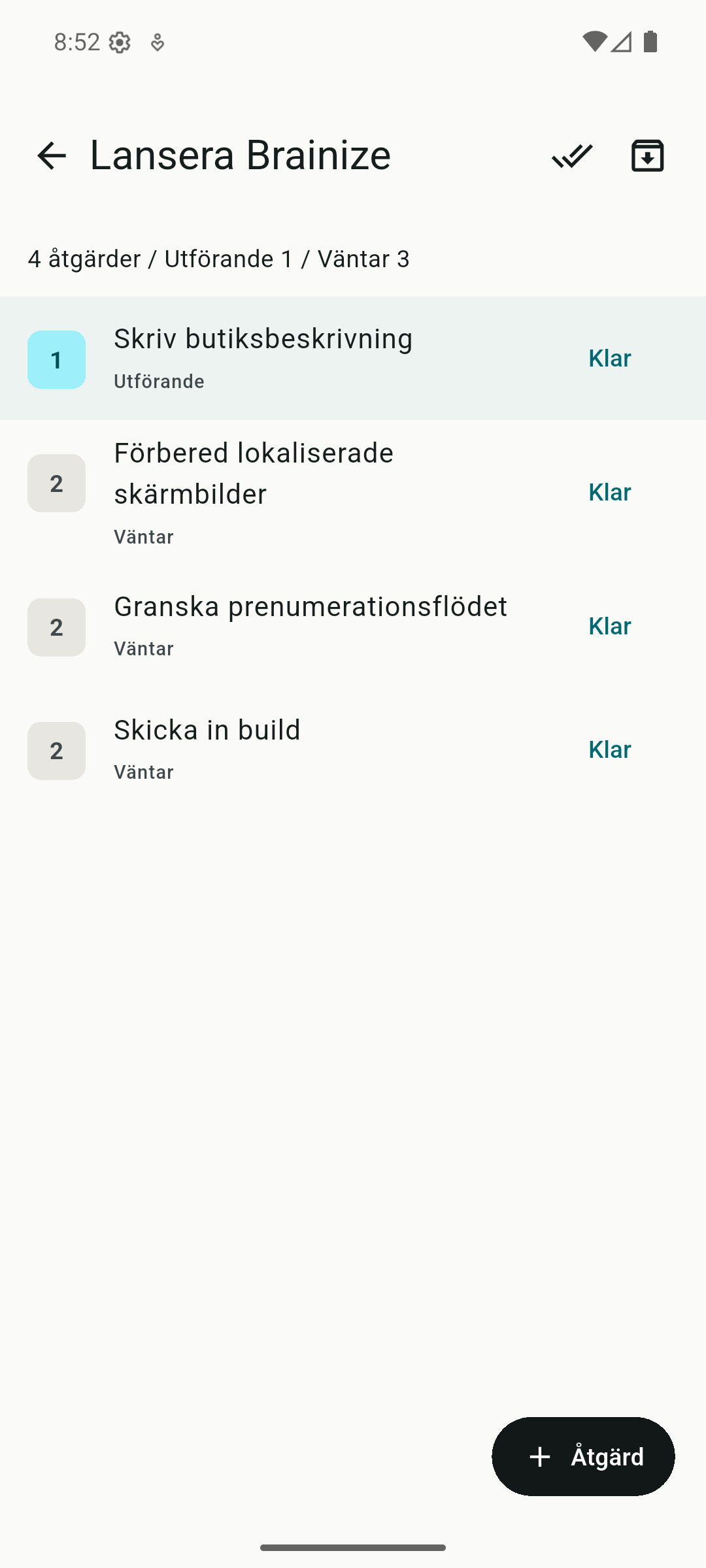 Brainize projects screenshot