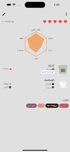 ملف القهوة Tasting notes